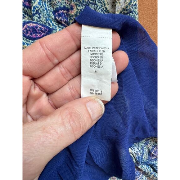 Lucky Brand Blue Sleeveless Drawstring Dress‎ Floral Paisley - Picture 4 of 8